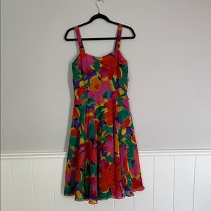 Vintage Mr Edward full Vibrant Floral Sleeveless Dress